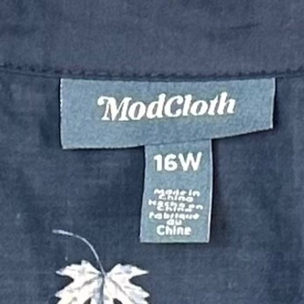 ModCloth Navy Dress with Red Orange Yellow Leaf Print - Picture 10 of 10